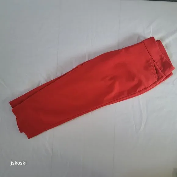 APT. 9 Essentials Coral Red Casual Cropped Capri Skimmer Pants Women's Size 6 - Picture 6 of 7